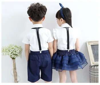 Otroška oblačila fantje dekleta določa lok kravato šolo kompleti za fante, dekleta, otroci, ki določa majice+trak hlače, obleke