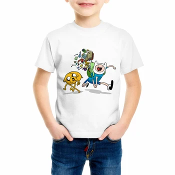 Otroške Avanture Čas Finn in Jake T-Shirt Risanka Full Tiskanja Pustolovščina Čas fant in dekle TShirt Tee Vrh kakovosti 304-C