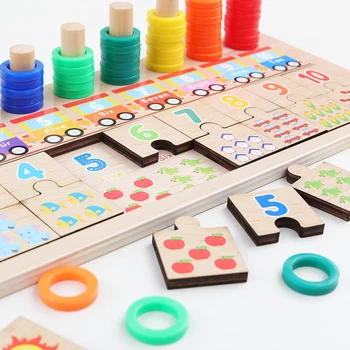 Otroške Lesene Igrače Montessori Štetje Digitalni Spoznavanja Tekmo Sestavljanke, Izobraževalne Igrače, Lesene Puzzle Igra, Igrače Za Otroke