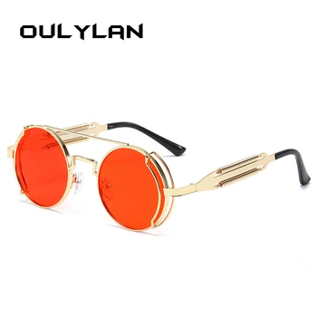 Oulylan Kovinski Steampunk sončna Očala Moški Ženske Luksuzni Okrogla sončna Očala Očala Ženski Retro Steam Punk Sunglass UV400 Odtenki