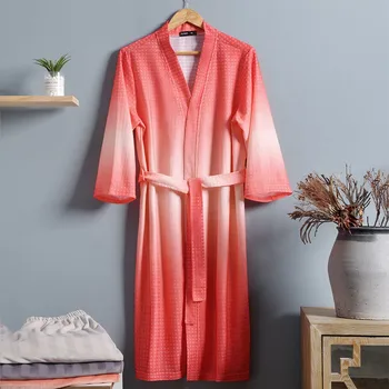 Pari Sleepwear More 2021 Jeseni Novo Kimono Plašč Vaflji Priložnostne kopalni plašč Nightdress Velikosti 3XL Nightgown Perilo