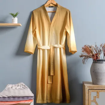 Pari Sleepwear More 2021 Jeseni Novo Kimono Plašč Vaflji Priložnostne kopalni plašč Nightdress Velikosti 3XL Nightgown Perilo