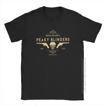 Peaky Blinders Shelby Bratje T Srajce Za Moške Tiskanja Vrhovi Prosti Čas, Majice Krog Vratu In Bombaž Tees