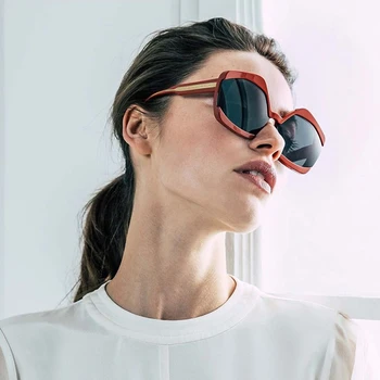Peekaboo poligonske sončna očala za ženske rjava bela 2021 moda velika očala za sonce ženskega debel okvir pribor poletje uv400