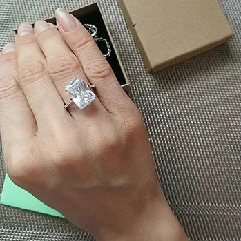 Peneče Ženski Obljuba prstan 925 Sterling srebro 5ct diamantno Poroko Band Obroči za Ženske Poročne gemstone Nakit 3245