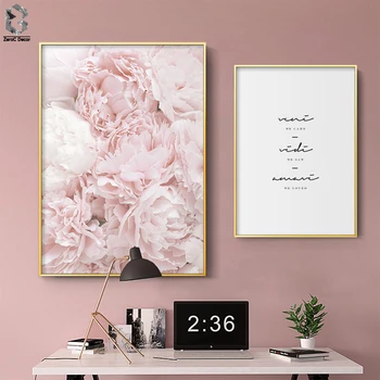 Peony Cvet Wall Art Ponudbe Natisniti Moda Umetnost Plakata Blush Pink Platno Natisne Slikarstvo Nordijska Okras V Dnevni Sobi Doma Dekor