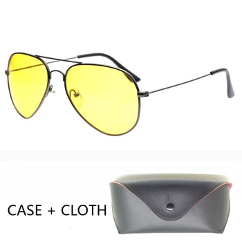 Pilot Night Vision sončna Očala Moški Ženske Očala Očala UV400 Zlitine sončna Očala za ženske, moške Voznik Nočna Vožnja z ohišjem