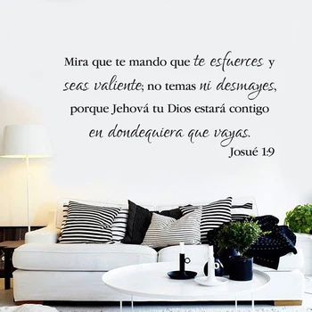 Pismo Verz Stenske Nalepke, Josue 1:9 Španski Nalepko Ponudbo Bodite Močni In Pogumni Doma Dekor Cerkev Soba Dekoracijo Izmenljive