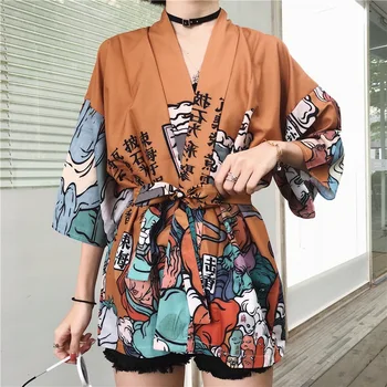 Poletje 2020 Ženske Za Zaščito Pred Soncem Japonski Kimono Jopico Lady Tradicijo Yukata Haori Plašč Ženski Harajuku Bluzo More