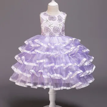 Poletje Dekleta Beaded Cvet Dekle Obleko Poročno Elegantno Lepoto Večplastna Balet Princesa Dekle Obleko Dekle 3-10 Let