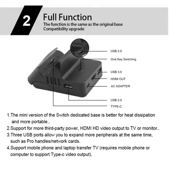 Polnjenje Dock Postajo Nastavljiv Nosilec za HDMI-združljive Video posnetke, ki Pretvorbo Polnjenje Polnilnik, ki je Osnova za Nintend Stikalo Gostiteljske