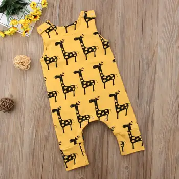 Popolnoma Nova Risanka Žirafa Novorojenček Dojenček Fant Dekle Bombaž Romper Jumpsuit Obleke Obleke 0-24M