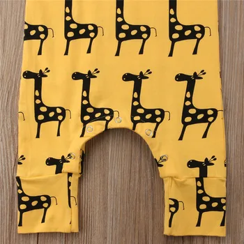 Popolnoma Nova Risanka Žirafa Novorojenček Dojenček Fant Dekle Bombaž Romper Jumpsuit Obleke Obleke 0-24M