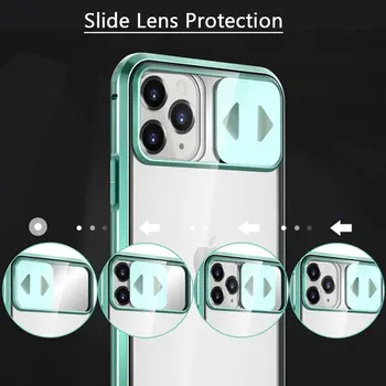 Potisnite Objektiv Kamere Zaščita Telefona Primeru Za iphone 11 Pro Max XR XS Max SE 2020 Magnetni Adsorpcije Kaljenega Stekla Nazaj Kritje