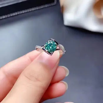 Prasketanje zelena moissanite gemstone obroč za ženske, nakit zaročni prstan za poroko 925 sterling srebrni prstan darilo za rojstni dan