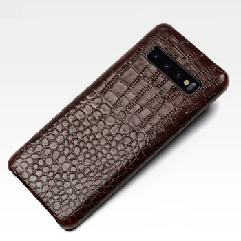Pravega Usnja Primeru Telefon Za Samsung Galaxy A10 A20 A50 A30 A70 Naravnih Cowhide Luksuzni Krokodil Teksturo Zadnji Pokrovček