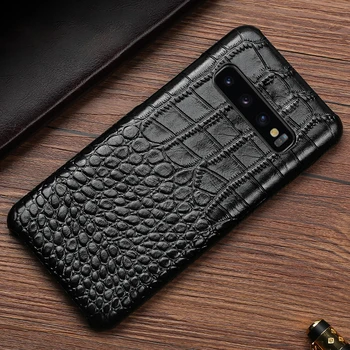 Pravega Usnja Primeru Telefon Za Samsung Galaxy A10 A20 A50 A30 A70 Naravnih Cowhide Luksuzni Krokodil Teksturo Zadnji Pokrovček