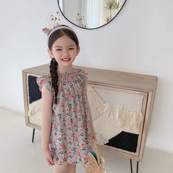 Pred prodajo Češnja majhne cvjetnim tiskanja obleko vzorec 2021 pomlad nov izdelek rezervacije baby dekleta oblačenja 13612