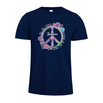 Predstavljajte si Vse ljudi, ki živijo življenje v miru t-shirt ženska majica lotus flower majica mir prijavite majica 1718