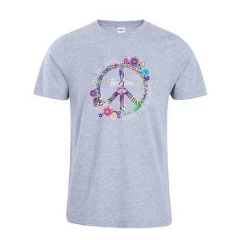 Predstavljajte si Vse ljudi, ki živijo življenje v miru t-shirt ženska majica lotus flower majica mir prijavite majica