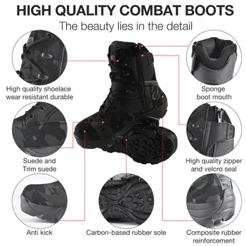 Prikrivanje Moški Čevlji Delo Safty Čevlji Moški Puščavi Taktične Vojaške Škornje Jeseni, Pozimi Posebnih Sil Vojske Gleženj Škornji Moški