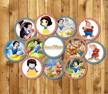 Princesa Snow White Party Krogih Nalepke Toppers Rojstni Goodie Vrečke Okraski Otroci Nalepke za Rojstni dan Sladkarije Oznako