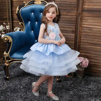 Princeska Cvet Dekle Obleko Poletje Tutu Poroko, Rojstni dan Obleke Za Dekleta otroški Kostum Najstnik Maturantski Modelov, 3-14y