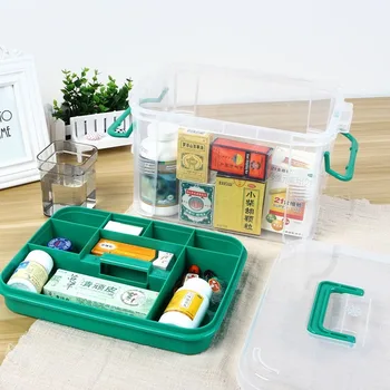 Prva Pomoč Polje večplastnega Domov Kit Zdravo Plastično Prozorno Okence PP Plastike Drog Škatla za Shranjevanje za Gospodinjstvo WF1021