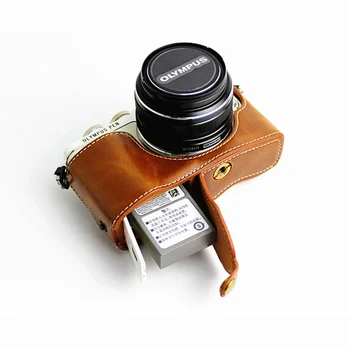 PU Usnje primeru Zajema kamera torba Za Olympus PEN E-PL7 E-PL8 E-PL9 E-PL10 Pol karoserija Z Baterijo Odpiranje visoke kakovosti