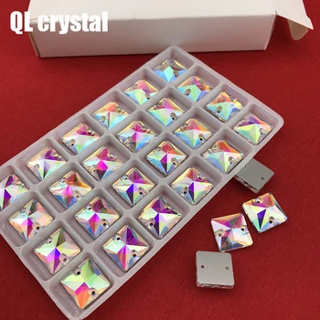 QLcrystal priljubljena AB Kvadratnih Sew na Okrasnih Steklenih Kristalov 8,10,12,14,16,22 mm Flatback sew-na kamen Kroglice Obleko Obrti Dobave