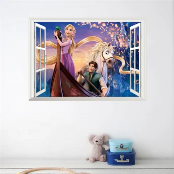 Rapunzel Risanke stenske nalepke za otroke sobe Otrok, Deklica, je Soba Dekor Konja, stene decals Okna 3D Nalepko Plakat, Freska