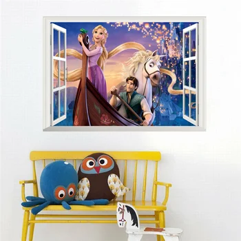 Rapunzel Risanke stenske nalepke za otroke sobe Otrok, Deklica, je Soba Dekor Konja, stene decals Okna 3D Nalepko Plakat, Freska