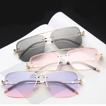 RBRARE Kvadratnih Rimless sončna Očala za Moške In Ženske Gradient sončna Očala blagovne Znamke Oblikovalec Velik Okvir Retro Trendu Oculos Feminino