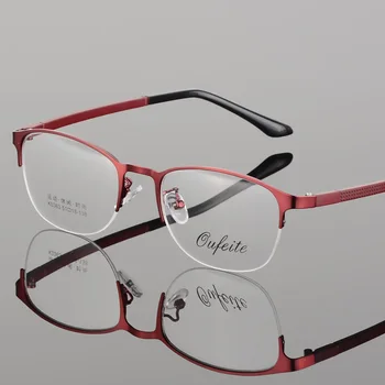 Recept Očala Visoke Kakovosti Retro Kovinski Okvir Pol-okvir Ženski Kratkovidna Očala Optični Okrogle Očala
