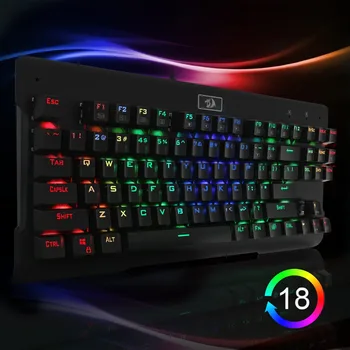 Redragon K561 VISNU Mehanske Gaming Tipkovnica RGB Osvetljen 87 Tipke Anti-prikazen Nepremočljiva Tipkovnica z Clicky Modro Stikalo PC