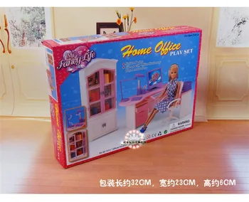 Resnično princesa urad za barbie 1/6 bjd lutka pribor predal pisalne potrebščine za tiskanje naprava lučka hišo, pohištvo, igrače darilo