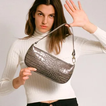 Retro Aligator Vzorec Žensk Messenger Torbe oblikovalec ženske Ramo Torbe, francoske Štruce torba Ženske Vrečko Bolsas feminina
