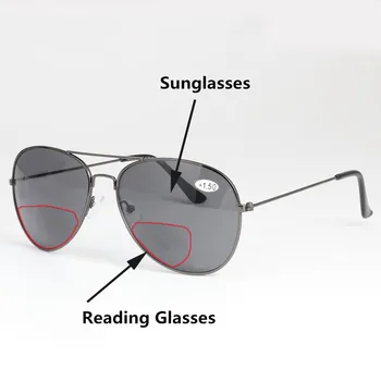 Retro Pilotni Bifocal Sončna Očala Za Branje Očala Presbyopia Sončna Očala Moški Ženske Povečavo Bifocal Bralec Očala OutdoorFishing 21609