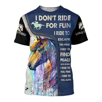 Ride Konja 3D Tiskanih Mens t shirt Harajuku Moda poletje Kratek sleeve majica Vrhnja Priložnostne T-shirt vrh Padec ladijskega prometa slog-1