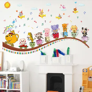 Risanka nalepke ustvarjalna otroška soba vrtec dekorativne nalepke zidana živali vlak stenske nalepke za otroke decals