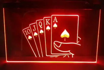 Royal Flush Poker Casino Pravilo Pivo Bar pub club 3d znaki LED Neon Znak človek jama vintage doma dekor