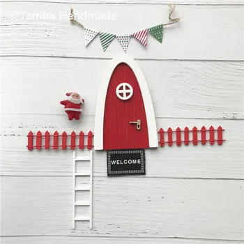 Ročno Izdelani Rdeči Arch Pravljice vrata super darilo za Otroka miniaturni Božič ELF zobna vila vrata Nastavite Prah Dobrodošli Mat Noge Tiskalnik