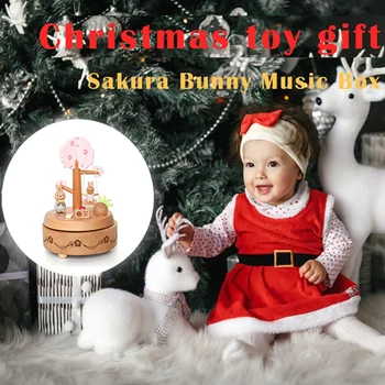 Rožnat Češnjev Cvet Zajček Music Box Darilo za Rojstni dan Music Box za Študente Božično darilo