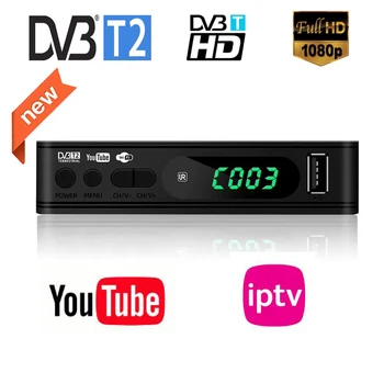 Ruski Vroče Prodaje HD Dvb T2 TV Dekoder Dvb Tuner Dvb-T2 Sprejemnik Podpira WIFI Dongle Youtube Iptv Z Usb vrata
