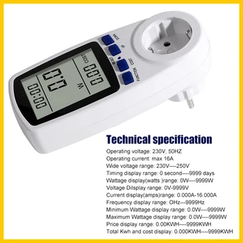 RZ NAPAJALNIK za izmenični Metrov 230V Digitalni Wattmeter Energijo Merilnik Porabe Watt Monitor za Merjenje Vtičnico Moč Analyzer