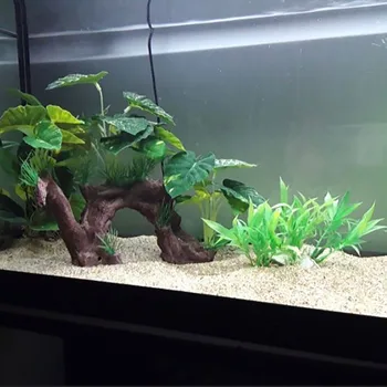 Saim Umetno Akvarijske Rastline Fish Tank Ornament Imitacije Korenine Driftwood Trunk Akvarij Lesa, Naravne Rastline Fish Tank Dekor