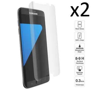 Samsung Galaxy S7 Rob, Komplet 2 kosov kaljeno steklo zaščitnik zaslon anti-scratch ultra tanek enostaven za namestitev