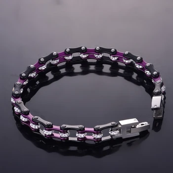 SDA Tovarne po Meri 7mm mini Crystal zapestnice Trendy Plošček Povezavo Verige zapestnice za Ženske Vijolična črna Nakit YM130N