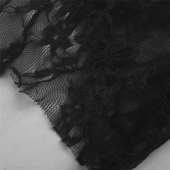 Seksi Žensk nightgown Odklon Čipke sleepwear Perilo z Dolgimi rokavi Mini Nightdress ženske Openwork plus velikost perilo s-2xl #15S