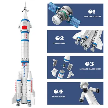 SEMBO CZ-2F Nosilno Raketo Gradnik Vesoljsko Tehnične vesoljsko Ladjo Model Igrače Ustvarjalca Opeke Astronavt Otroci Igrače Fant Darila